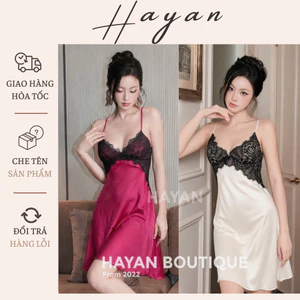HT136a Váy ngủ sexy phối ren xẻ v1 kèm ĐỆM LÓT,đồ ngủ lụa xoè nhẹ hở lưng gợi cảm HT136a MÚT