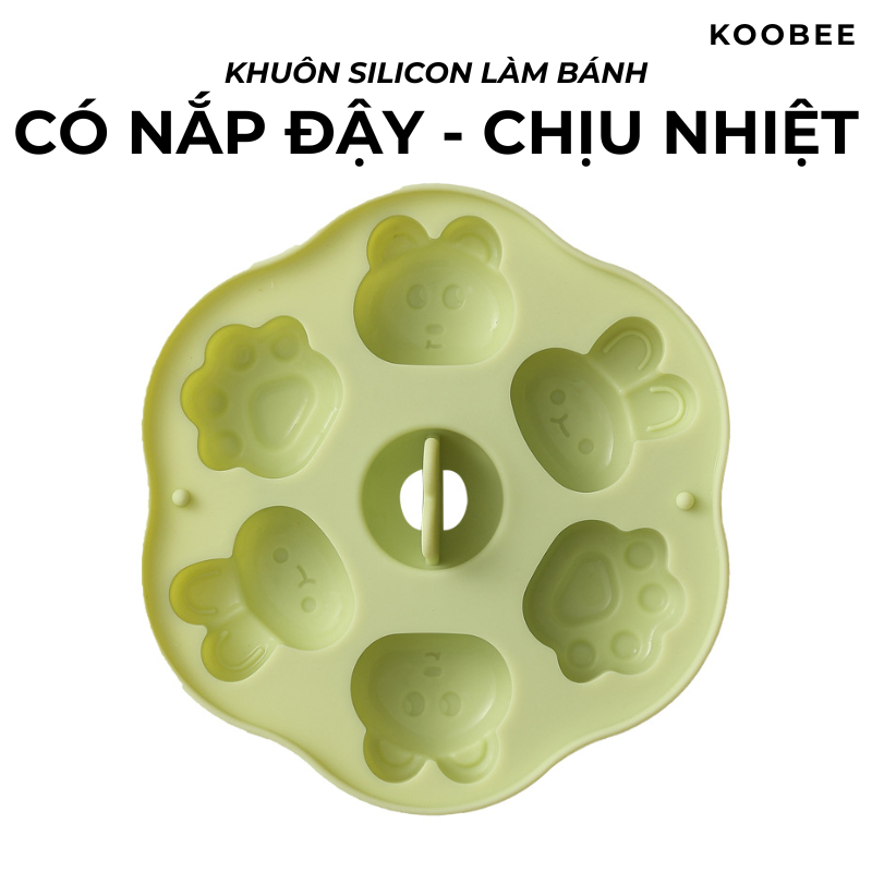 Khuôn Silicon Hoạt Hình KOOBEE Có Nắp Đậy – Hấp Bánh, Làm Thạch, Pudding, Đồ Ăn Dặm Cho Bé | 052