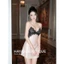 HT136a Váy ngủ sexy phối ren xẻ v1 kèm ĐỆM LÓT,đồ ngủ lụa xoè nhẹ hở lưng gợi cảm HT136a MÚT