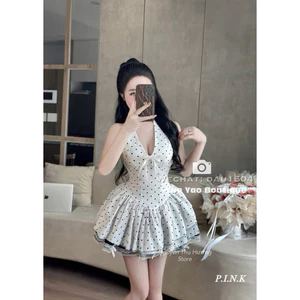 Váy yếm nữ sang chảnh váy nữ dáng bèo nhún tiểu thư chất mềm xịn