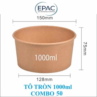 Set Combo 50/100 Tô Tròn Kraft  dùng 1 lần 750ml/1000ml an toàn.