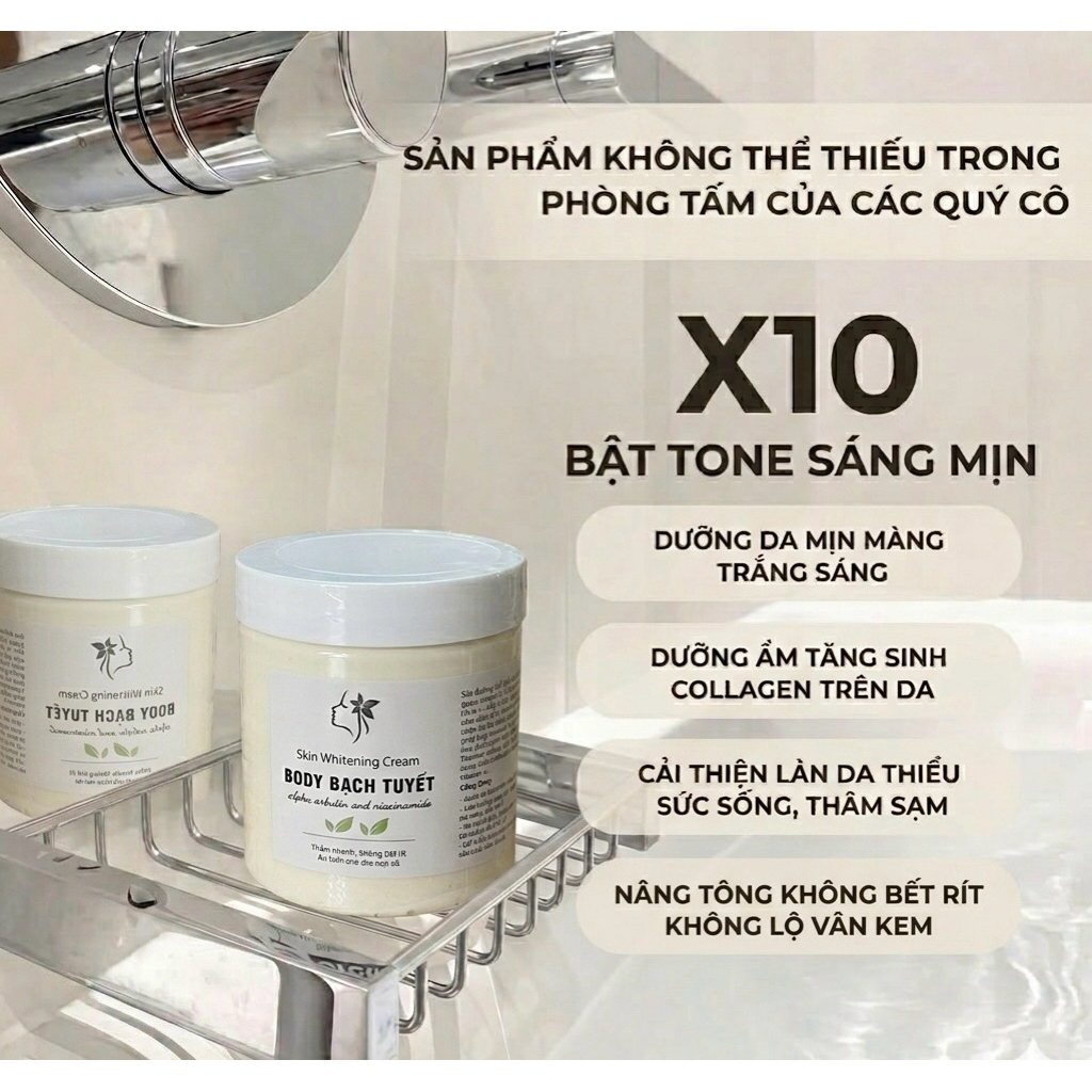 Kem dưỡng trắng body Bạch Tuyết Niacinamide 5% Arbutin nâng tông chống lão hoá sz 500ml