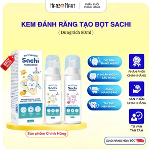 Kem đánh răng tạo bọt Sachi Postbiotics giúp làm sạch,ngừa sâu răng, khử mùi hôi miệng cho bé - 80ml