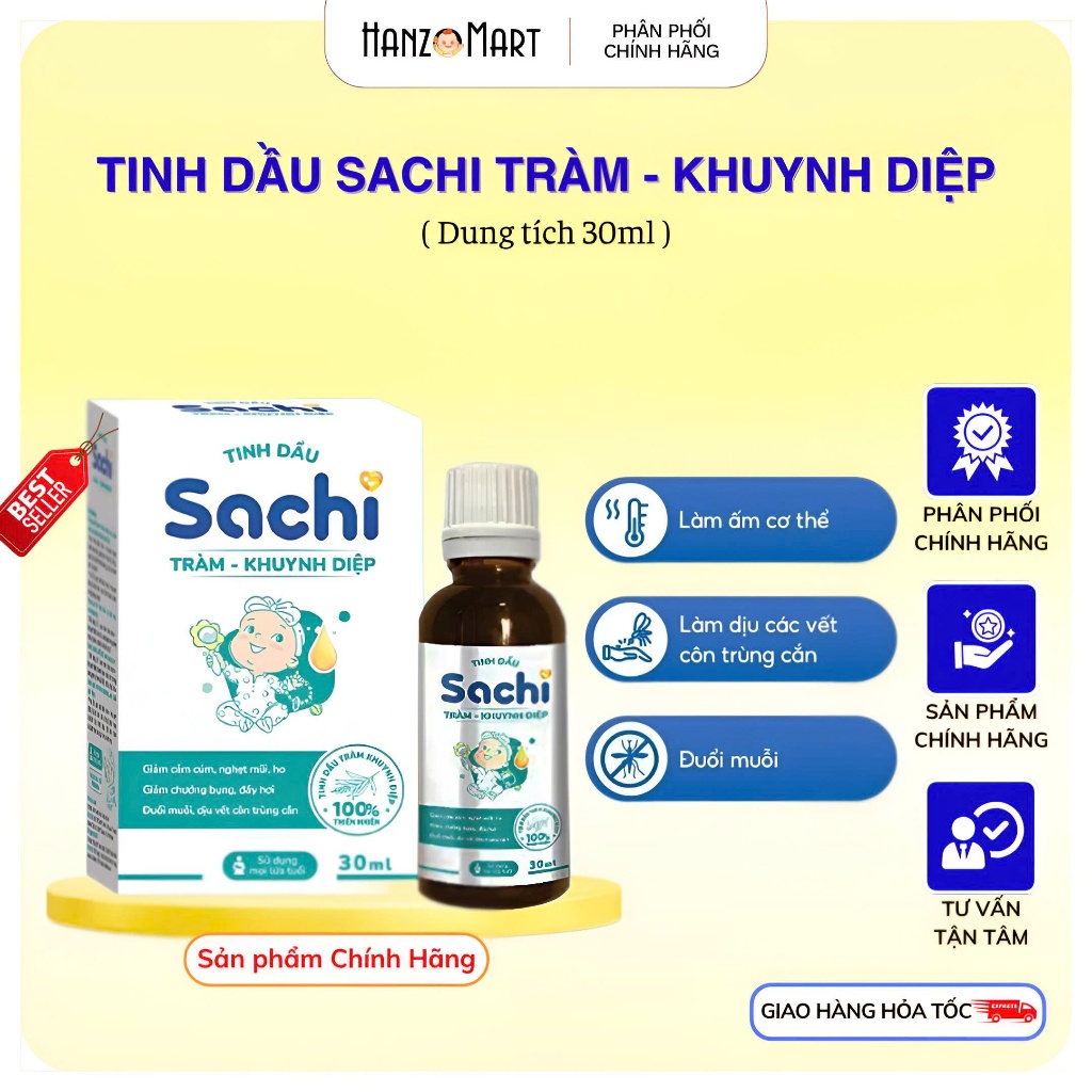 Tinh Dầu Tràm Khuynh Diệp Sachi Giúp Làm Ấm Cơ Thể, Đuổi Muỗi, Làm Dịu Các Vết Côn Trùng Cắn 30ml