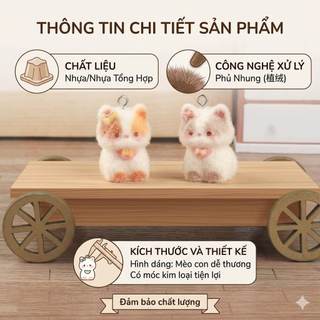 Móc Khóa Mèo Len Chọc Handmade Dễ Thương Móc Treo Túi Xách Phụ Kiện Quà Tặng Thủ Công Hình Mèo Con Đáng Yêu Bằng Len Dạ