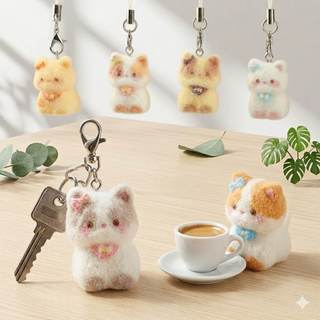 Móc Khóa Mèo Len Chọc Handmade Dễ Thương Móc Treo Túi Xách Phụ Kiện Quà Tặng Thủ Công Hình Mèo Con Đáng Yêu Bằng Len Dạ