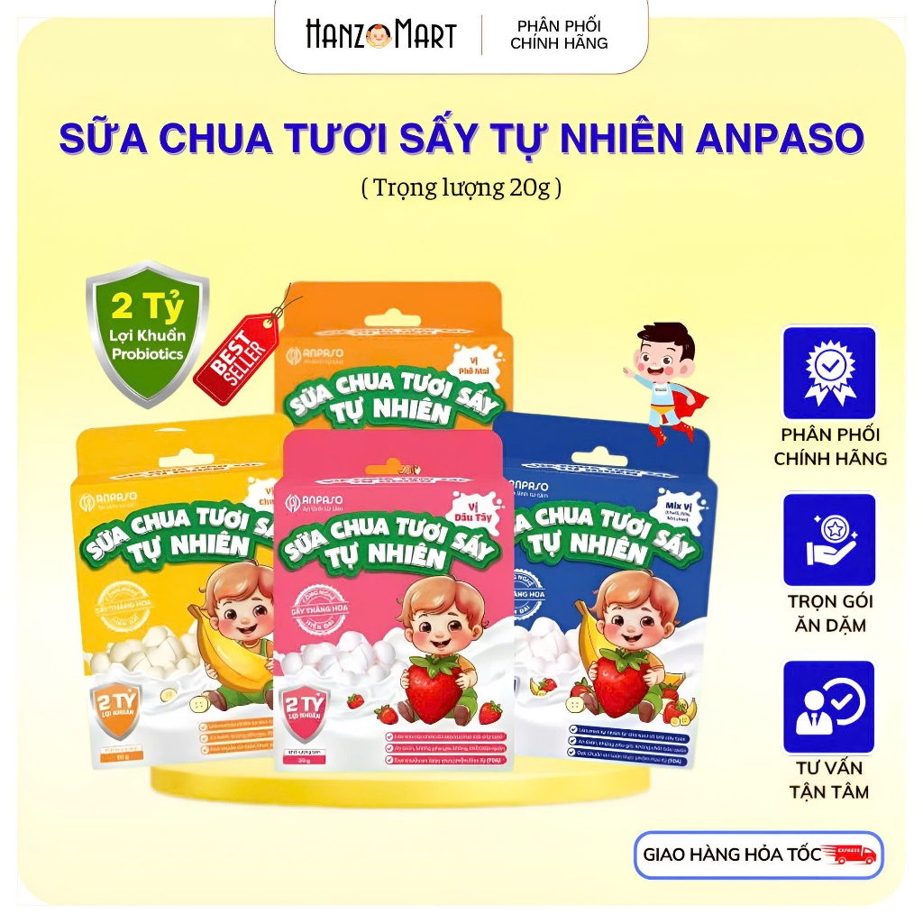 Sữa chua khô anpaso Bổ Sung 2 Tỷ Lợi Khuẩn Cho Bé Ăn Dặm