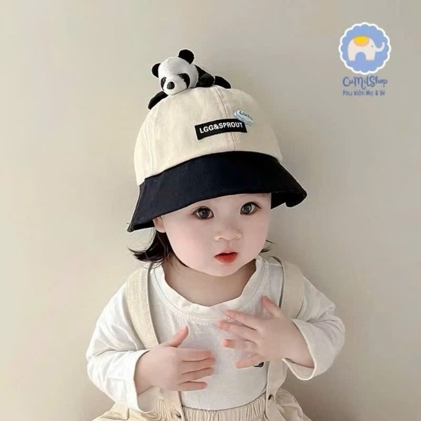 Mũ gấu trúc vành rộng cho bé từ 8 tháng đến 3 tuổi
