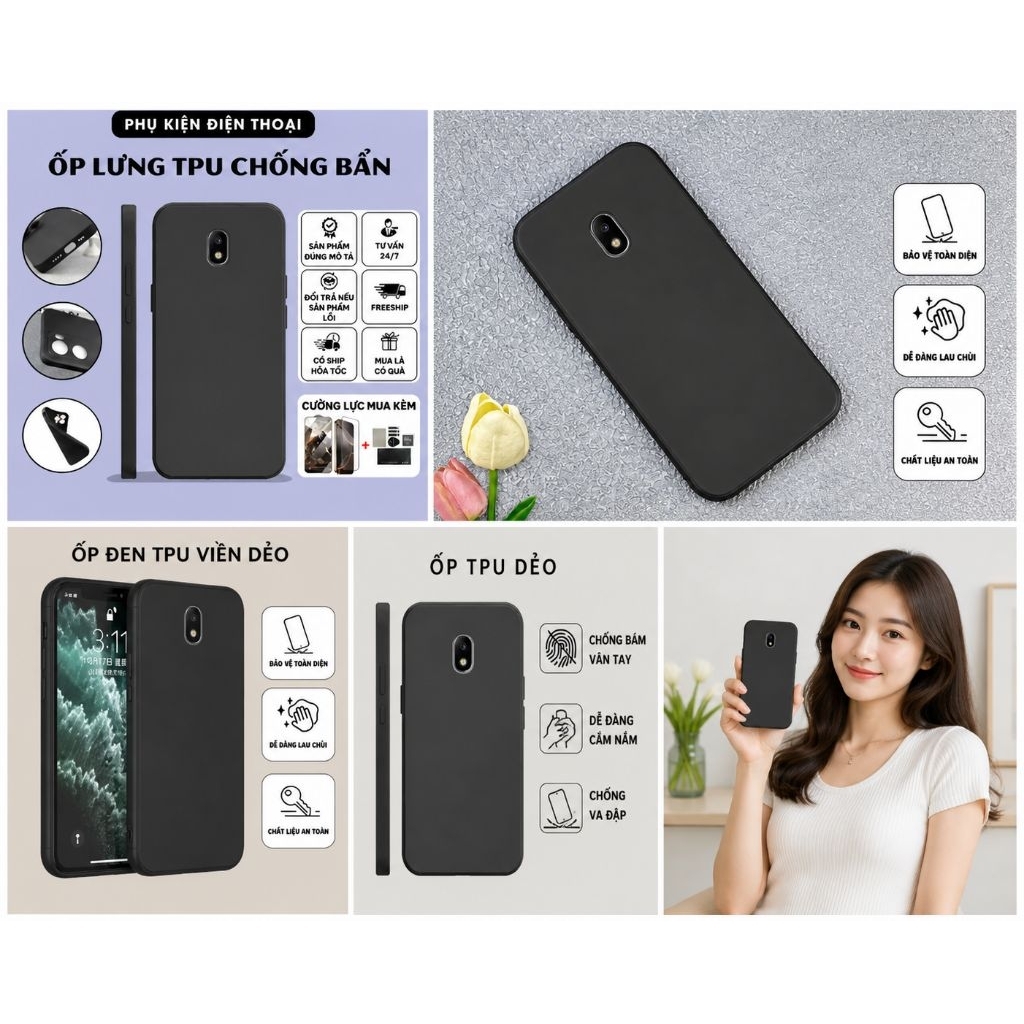 Ốp Lưng SamSung Galaxy J7 Pro/J730 - Black(Đen)