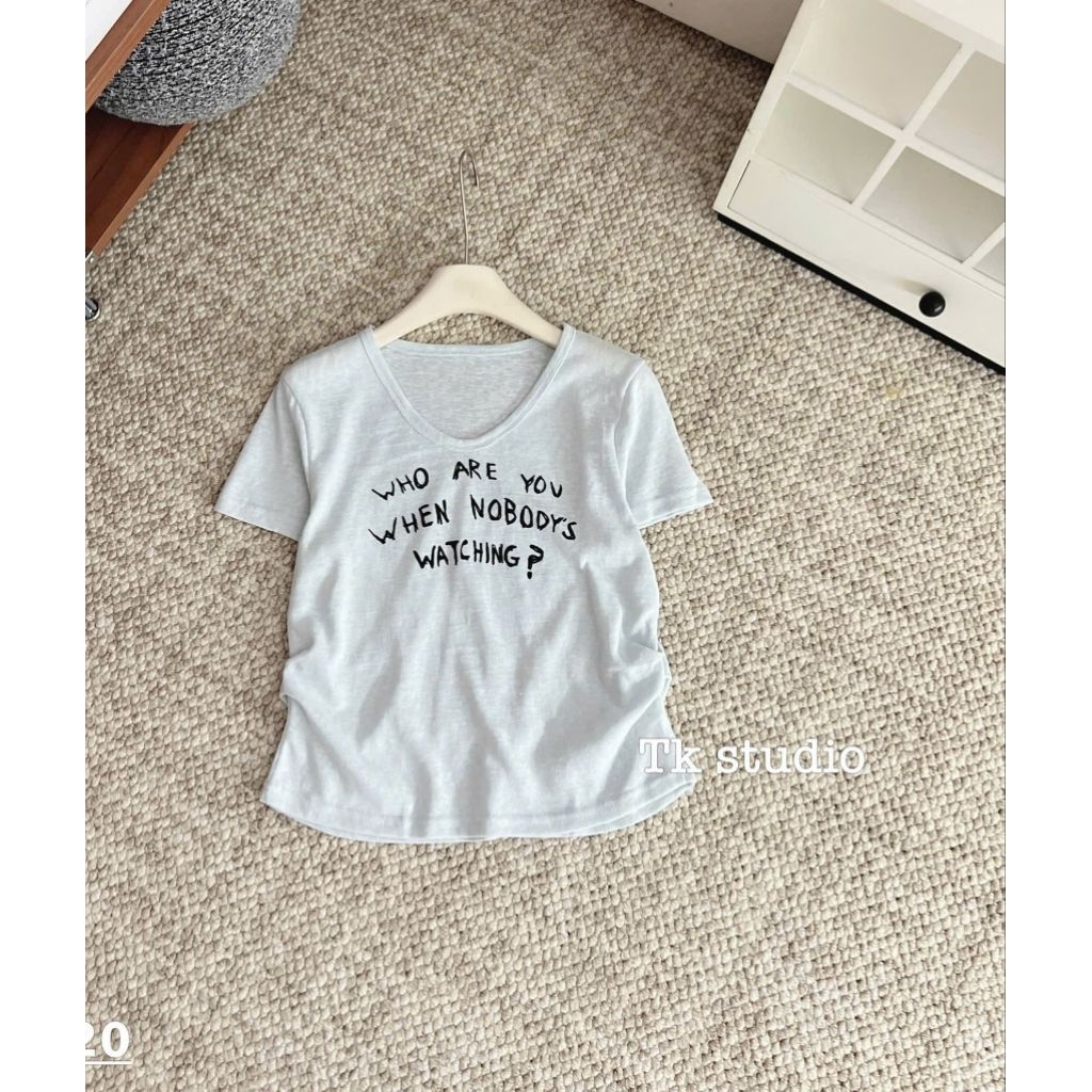 [𝑯𝒂 𝑨𝒏𝒉] Áo Cộc Phông Giấy Cổ Tim QCL1