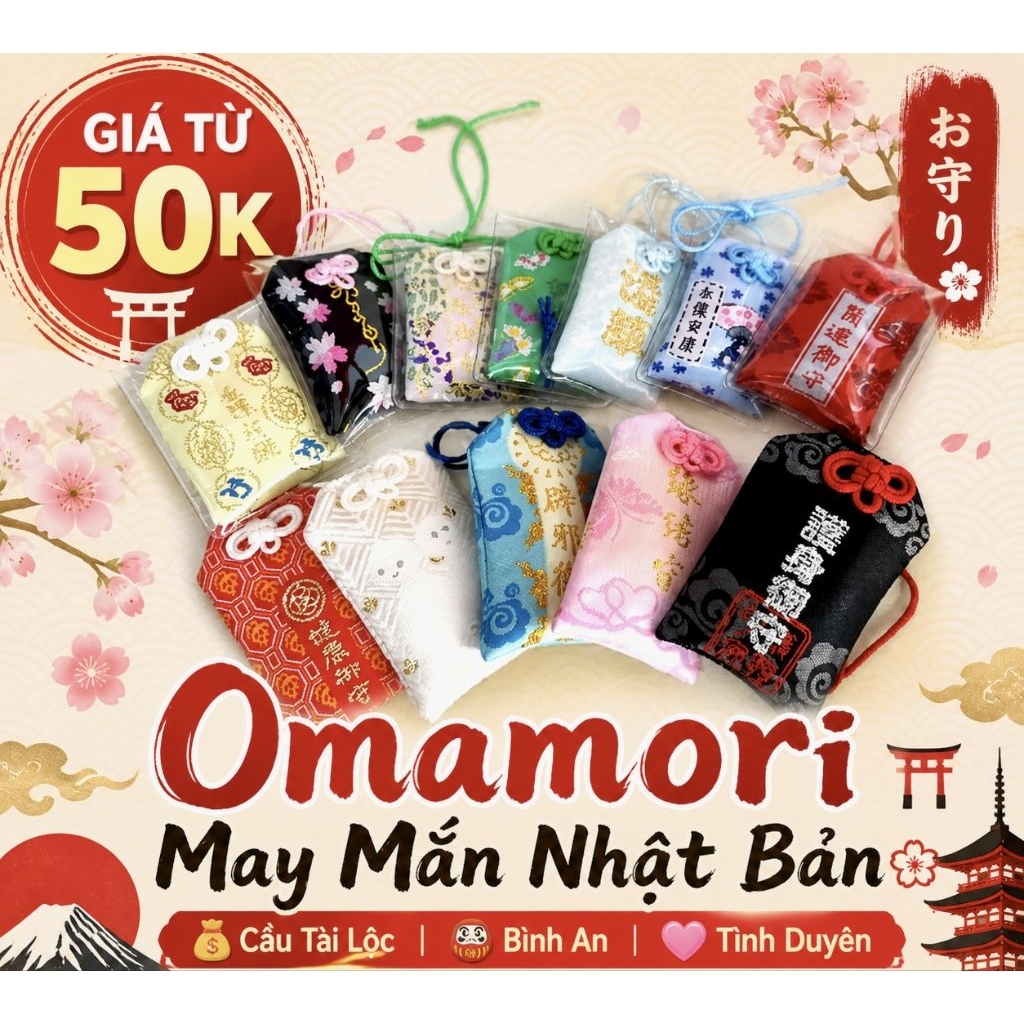 [quà tặng Nhật may mắn]Túi phước may mắn Omamori Nhật Bản với nhiều ý nghĩa