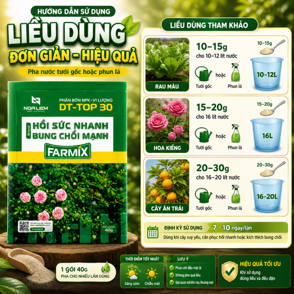 Phân Bón NPK Vi Lượng FARMIX 40gram “HỒI SỨC NHANH – BUNG CHỒI MẠNH” - Phục Hồi Và Phát Triển Cây