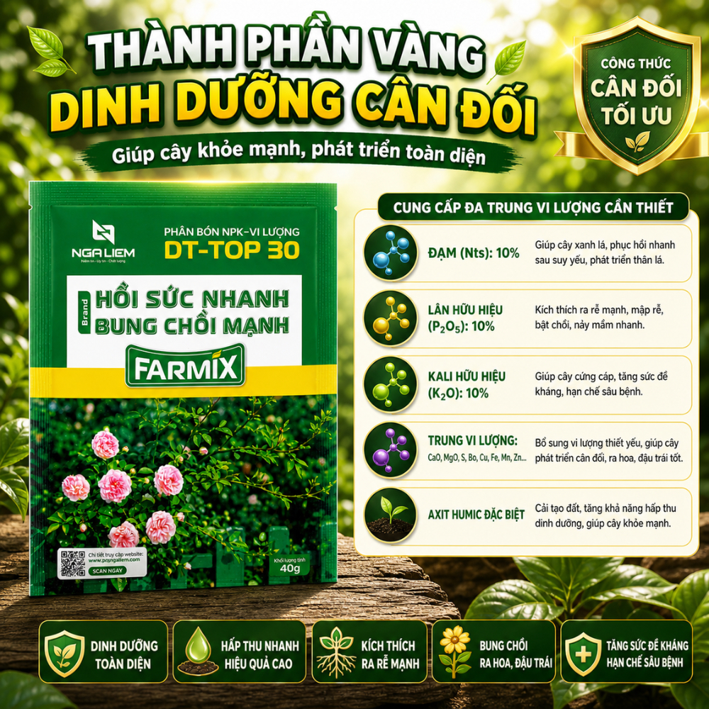 Phân Bón NPK Vi Lượng FARMIX 40gram “HỒI SỨC NHANH – BUNG CHỒI MẠNH” - Phục Hồi Và Phát Triển Cây