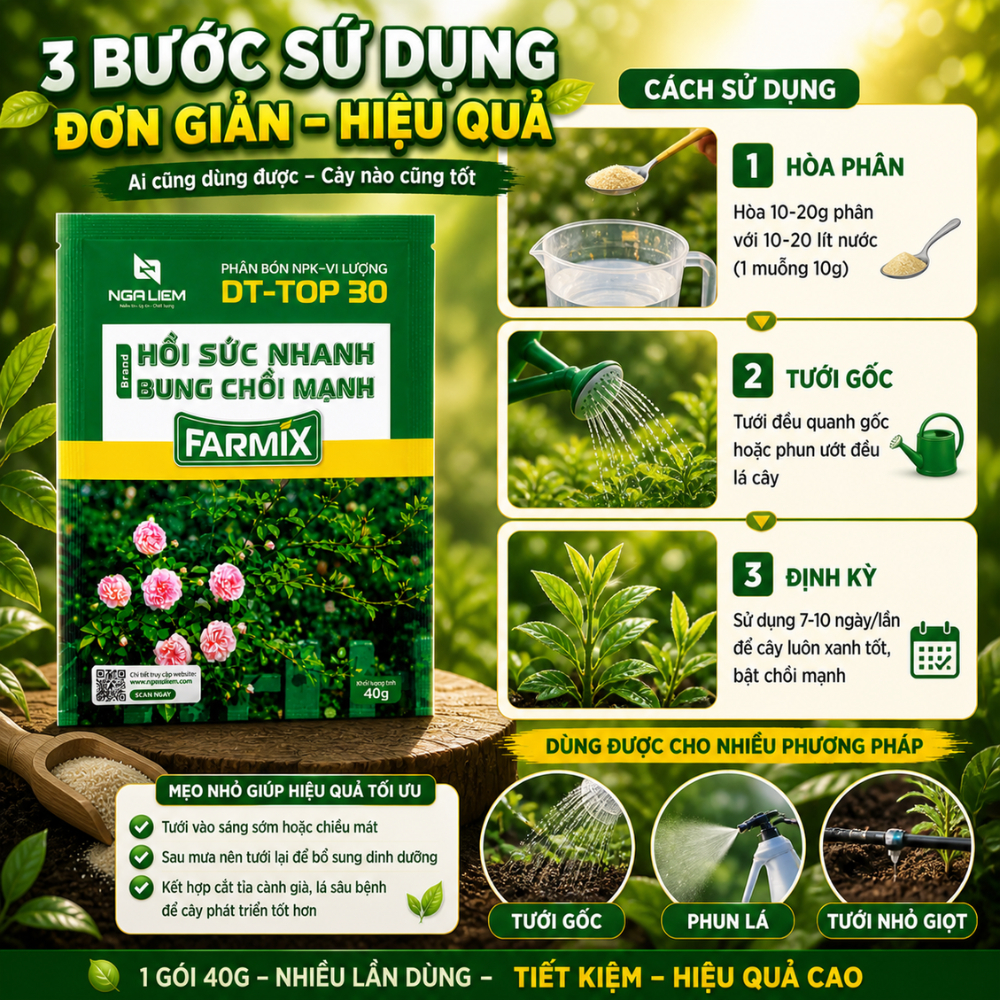 Phân Bón NPK Vi Lượng FARMIX 40gram “HỒI SỨC NHANH – BUNG CHỒI MẠNH” - Phục Hồi Và Phát Triển Cây