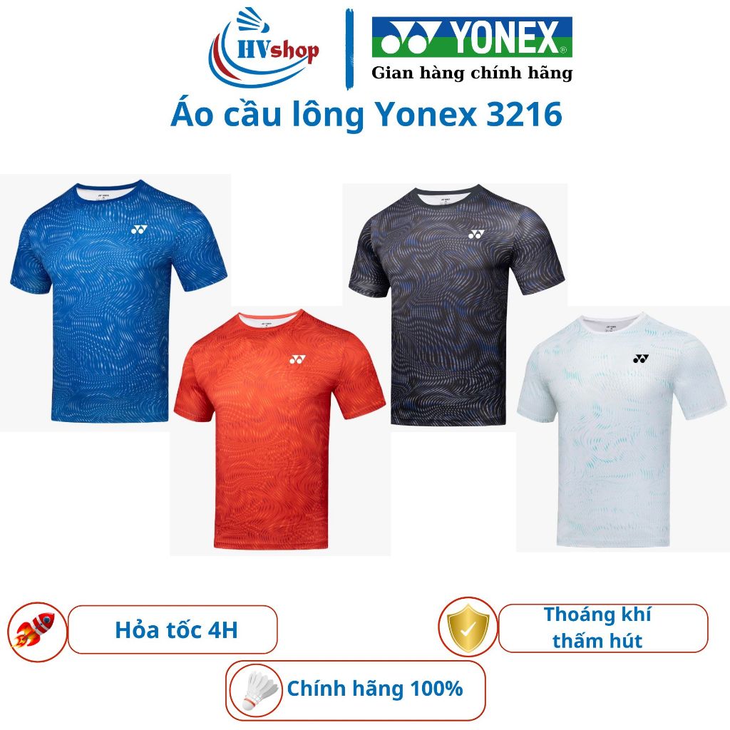 Áo cầu lông Yonex chính hãng 3216, chất thấm hút mồ hôi, thoáng khí - HVShop