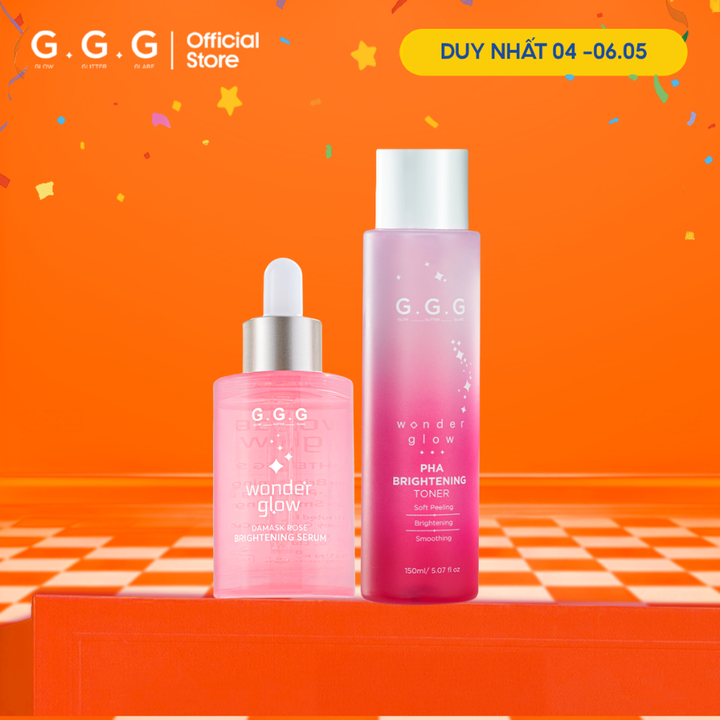 COMBO Tinh Chất Dưỡng Sáng, Thoáng Mịn Da G.G.G Gồm Toner Hồng PHA 150ml và Serum Hồng 40ml