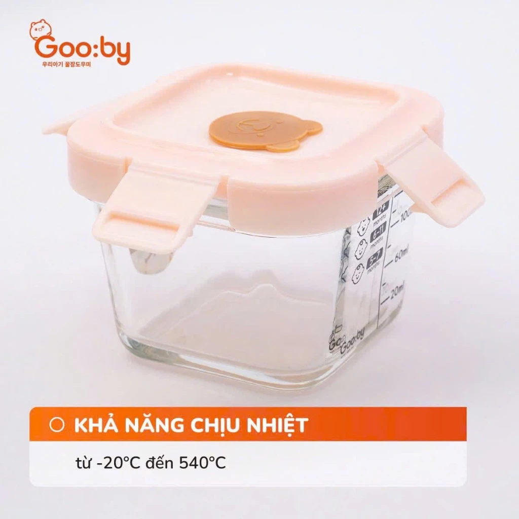Set 2 hũ thuỷ tinh Gooby dung tích 140ml bảo quản thực phẩm trữ đồ ăn cho bé - hanzo2009
