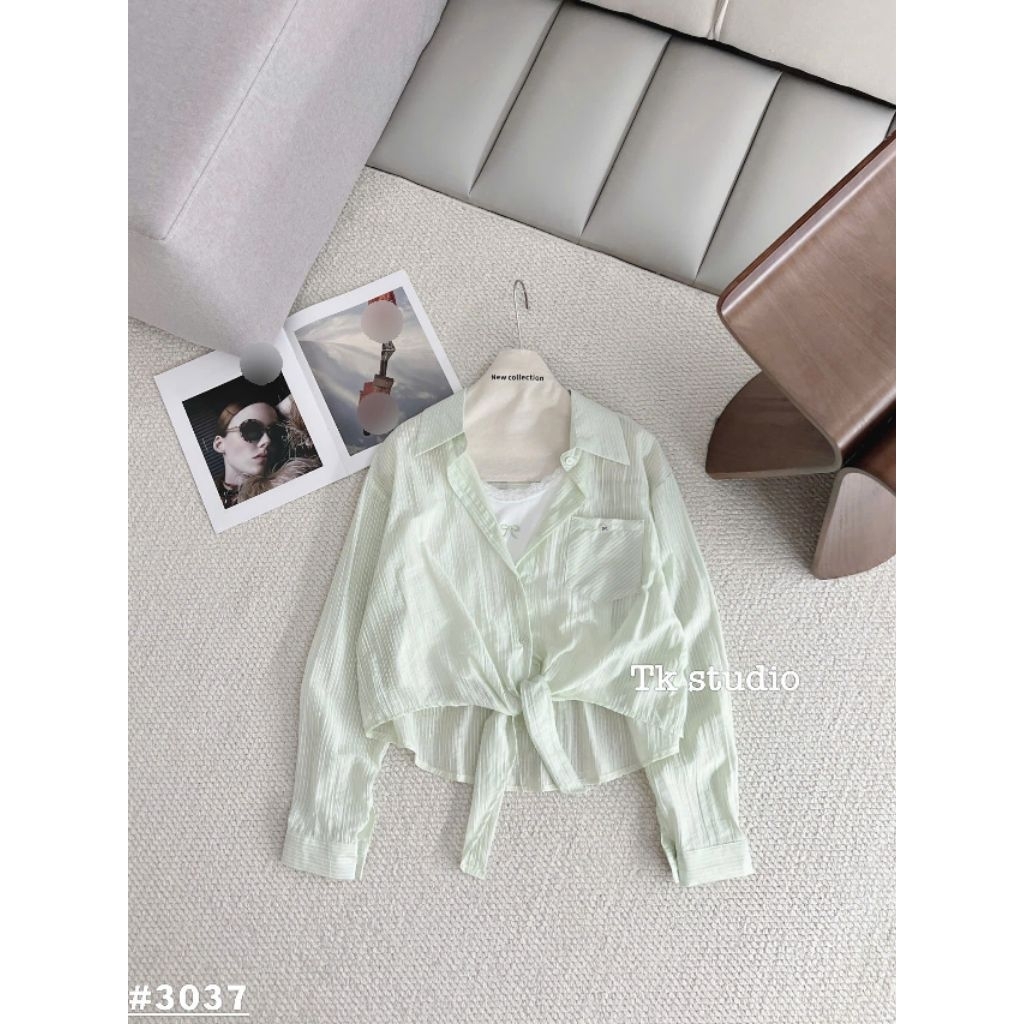 [𝑯𝒂 𝑨𝒏𝒉] Set Áo Sơ Mi Buộc Gấu QCL1: #3037