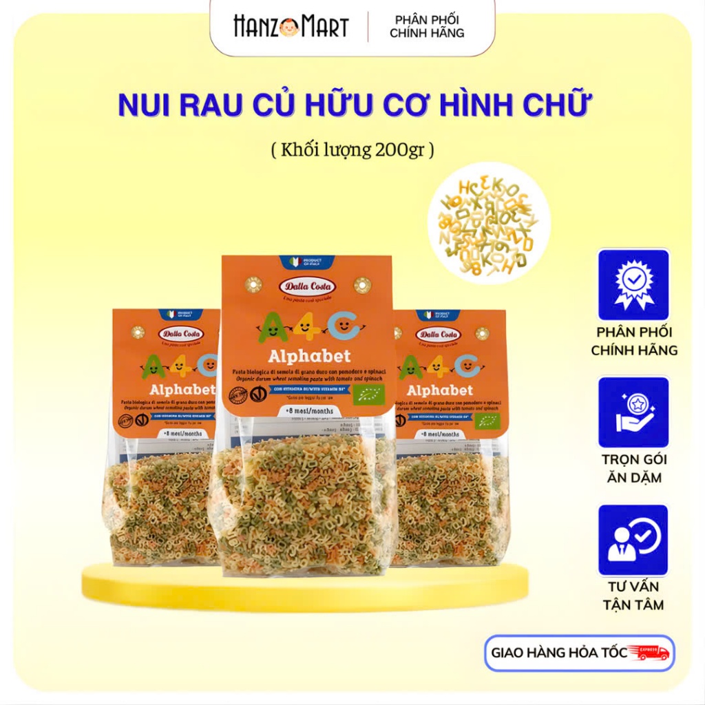 Nui hữu cơ cho bé ăn dặm chữ rau củ hữu cơ Rapunzel