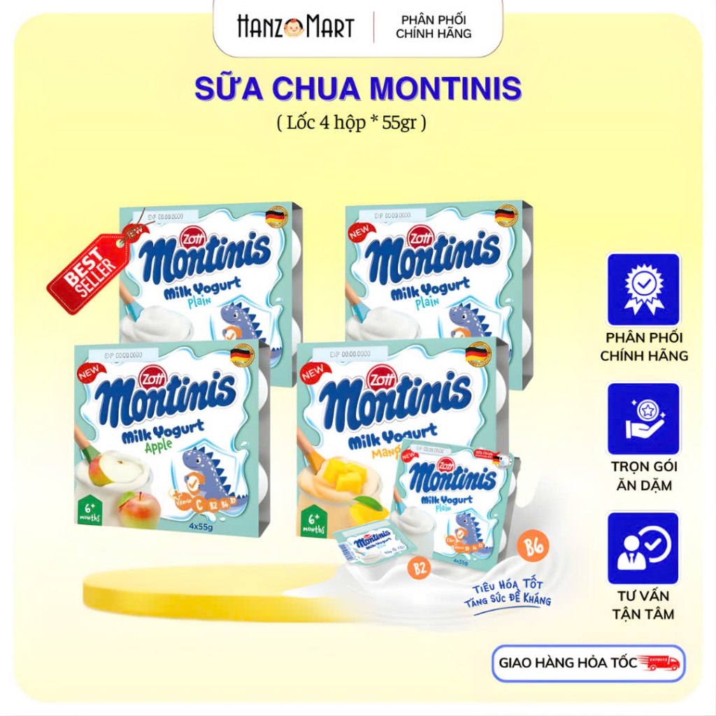 Sữa chua Zott Montinis cho bé từ 6m+ lốc 4*55gr