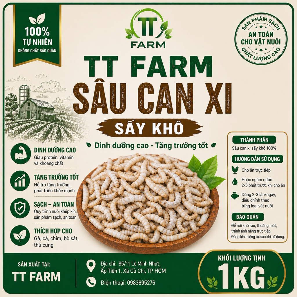 Sâu Canxi Sấy Khô Cho Gà, Cá, Chim, Hamster, Bò Sát – Thức Ăn Giàu Đạm & Canxi Giúp Tăng Trưởng Nhanh