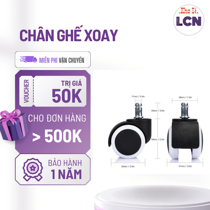 Bánh xe ghế xoay văn phòng  thay thế xoay 360 độ, Văn phòng bánh xe 2 inch đa năng