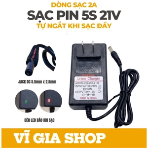 Sạc Pin 5S 21V - Dòng sạc 2A - Có Đèn Báo Đầy Pin - Tự ngắt khi sạc đầy - Vĩ Gia Shop