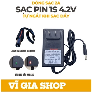 Sạc Pin 1S 4.2V 2A Tự Ngắt Có Đèn Báo - Củ Sạc Khối Pin Lithium Chuẩn Jack DC 5.5mmx2.5mm - Vĩ Gia