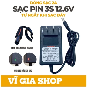 Sạc Pin 3S 12.6V 2A Tự Ngắt Khi Đầy Củ Sạc Pin Lithium Ion Li-ion Jack 5.5mm x 2.5mm - Vĩ Gia Shop
