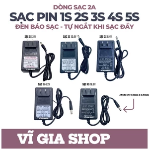 Sạc Pin Lithium Ion 1S 2S 3S 4S 5S 2A Củ Sạc Tự Ngắt Khi Đầy Jack 5.5mm x 2.5mm - Vĩ Gia Shop