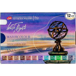 Màu Nước Nga Hãng NEVSKAYA PALITRA - Màu Nước Nén Tách Lớp White Nights Set 12 Pans Granulating and Natural Earth Colors