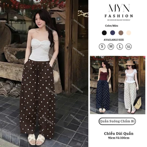 Quần Ống Suông Dáng Rộng Họa Tiết Chấm Bi Hotrend Chất Đũi Lạnh Mềm Mát Hàng Loại Đẹp Dài 99cm [MYN 003]