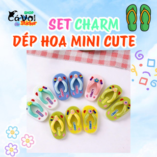 Set Charm Dép Hoa Mini Nhiều Màu Pastel – Dép Nhựa Kawaii Cute Trang Trí DIY, Linh Kiện Resin gắn dép dễ  thương