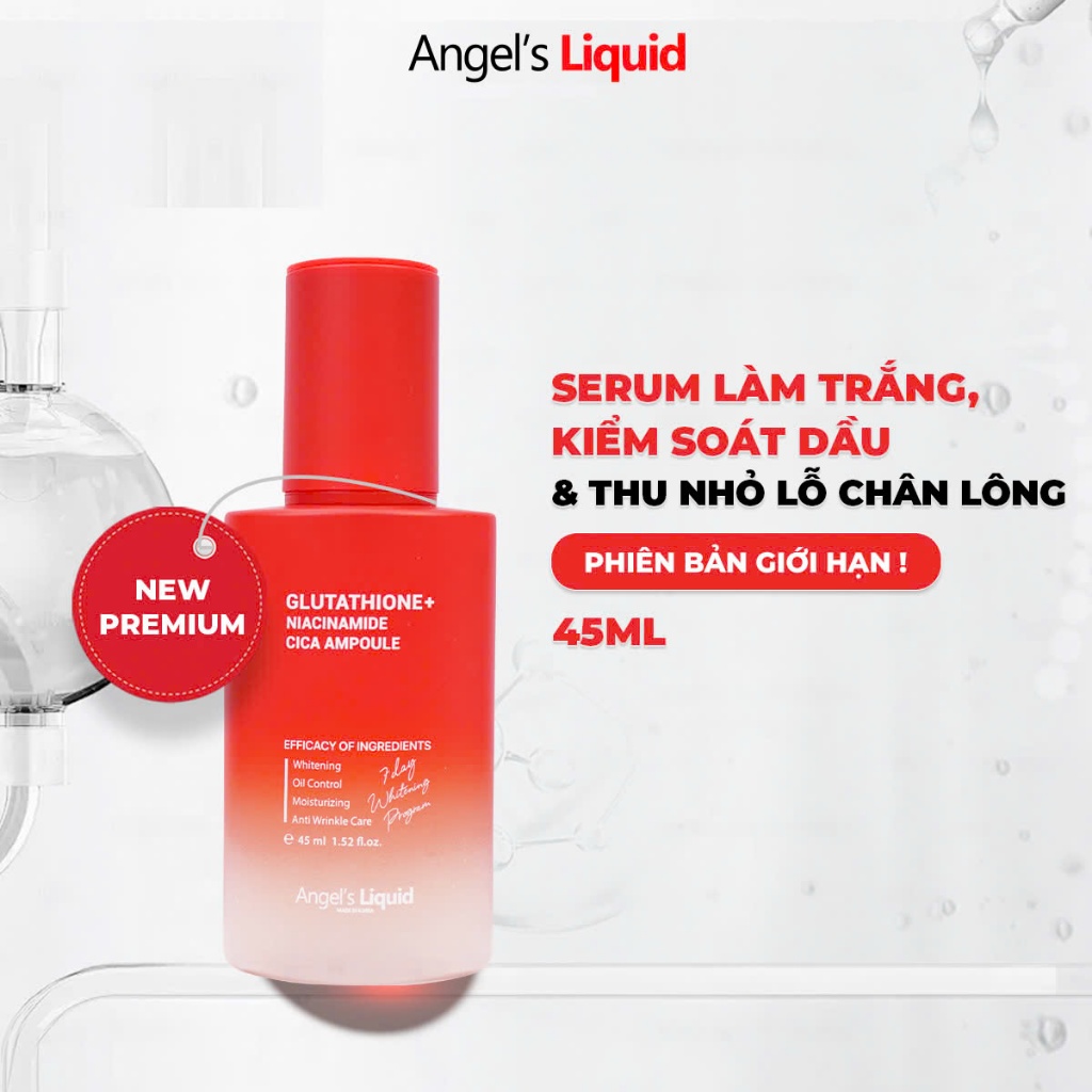 [Angel's Liquid] Serum Làm Trắng Kiểm Soát Dầu, Nhỏ Lỗ Chân Lông Glutathione+ Niacinamide CICA Ampoule 45ml