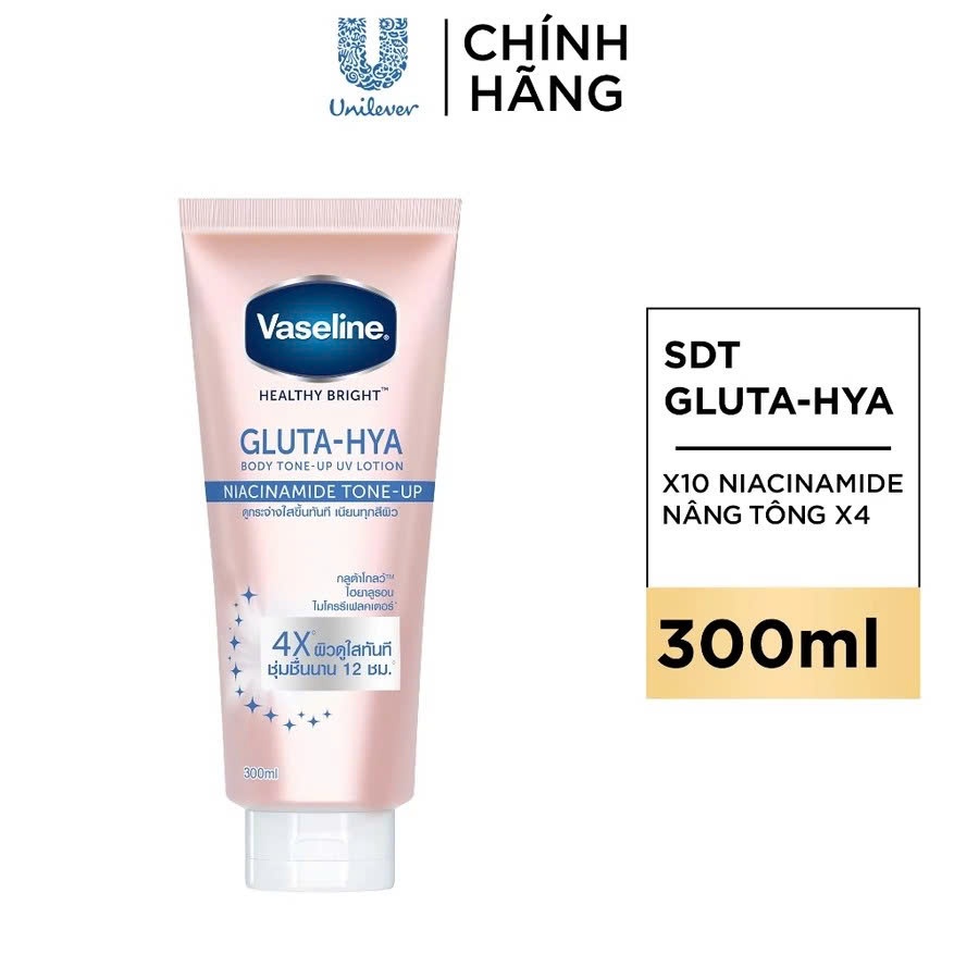 [CHÍNH HÃNG]Sữa Dưỡng Thể Trắng Da Vaseline Tone up 4X , Nâng Tông Tức Thì,Healthy Bright Gluta Hya 300ml
