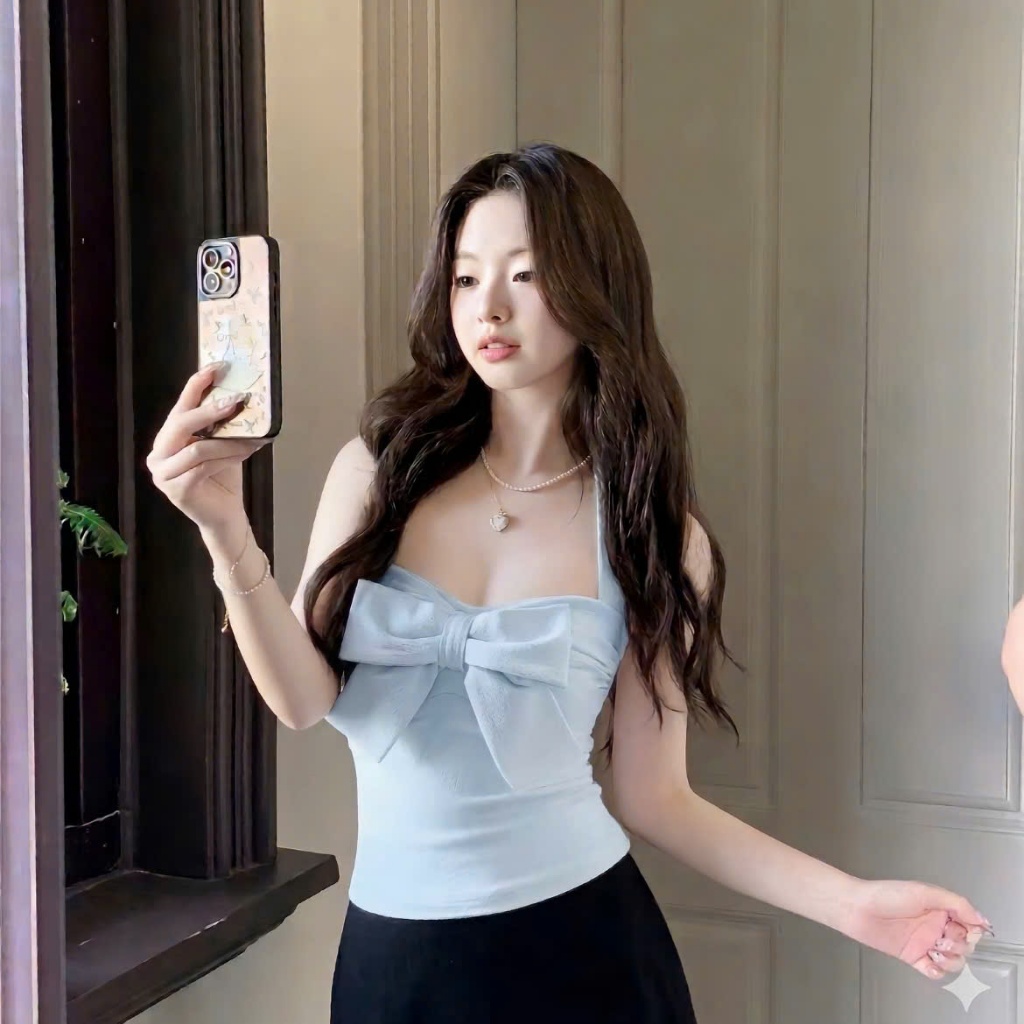 Size Xs- 2Xl, YẾM NƠ NGỰC - Áo yếm nơ cột dây cổ đẹp, sẵn đệm mút, phù hợp mùa hè, đi du lịch