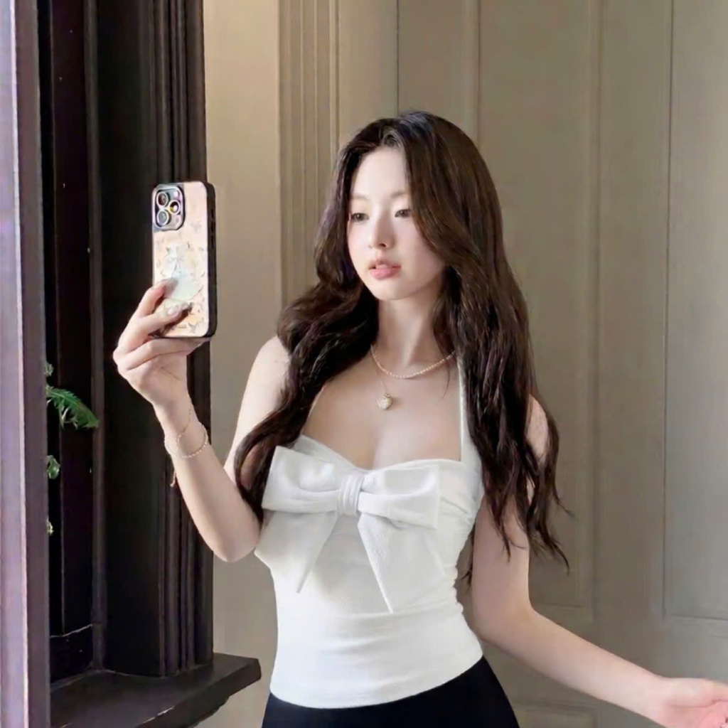 Size Xs- 2Xl, YẾM NƠ NGỰC - Áo yếm nơ cột dây cổ đẹp, sẵn đệm mút, phù hợp mùa hè, đi du lịch
