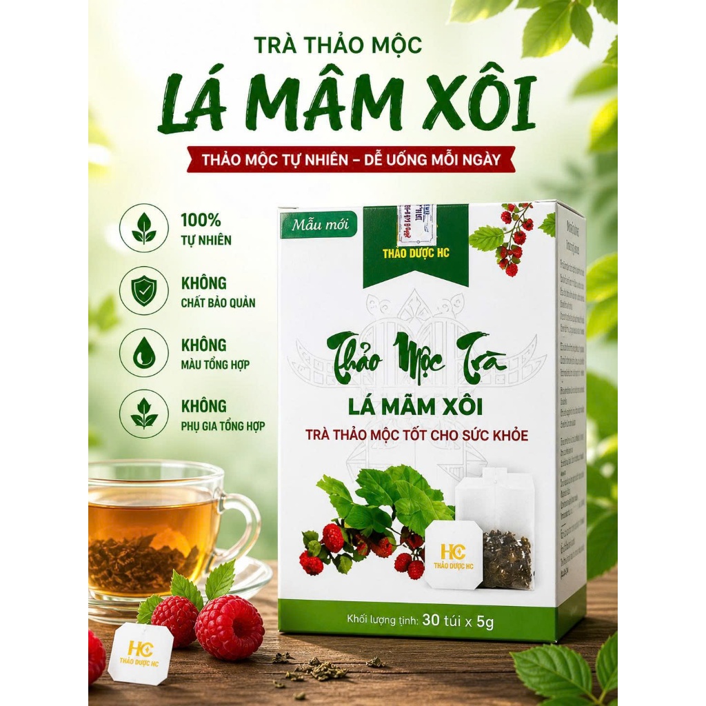 Trà Lá Mâm Xôi Túi Lọc HC – Trà Thảo Mộc Tự Nhiên, Dễ Uống, Tiện Lợi