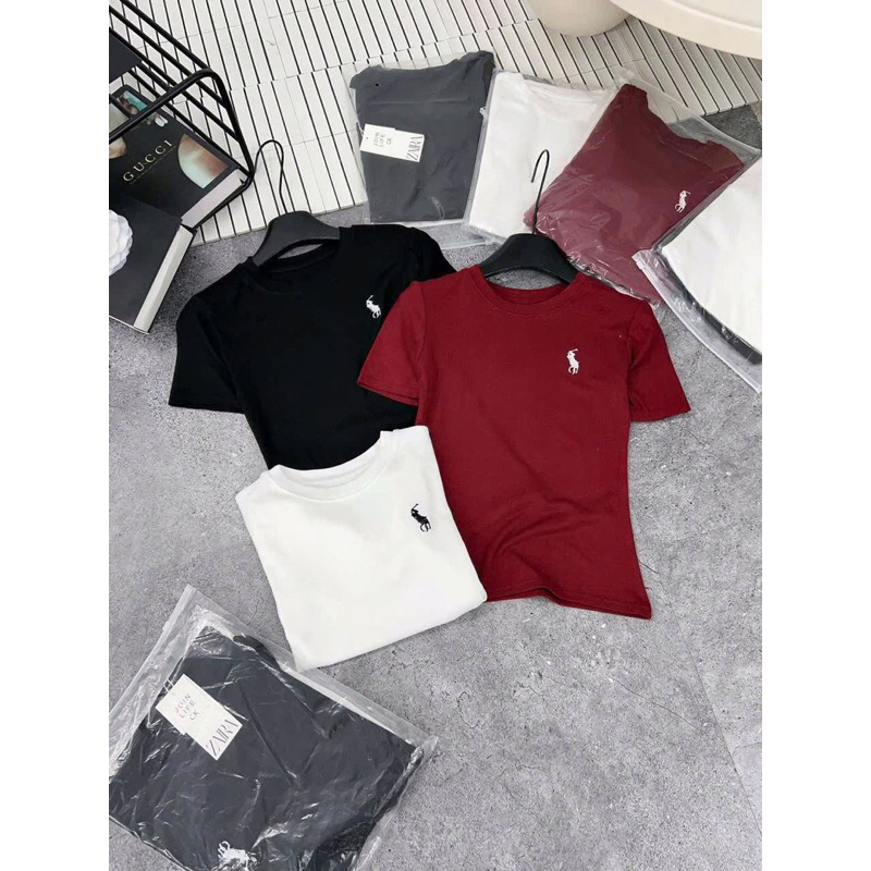 [ COMBO 5 ÁO CROPTOP NGỰA ] Áo Babytee In Logo Ngựa Chất Thun Tăm Mềm Mát Siêu Co Dãn