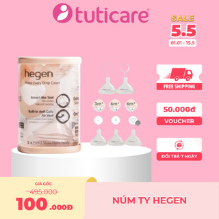Núm Ti Bình Sữa Hegen - Sản phẩm Chính Hãng, Núm Silicon mềm mại Chống Sặc Chống Đầy Hơi