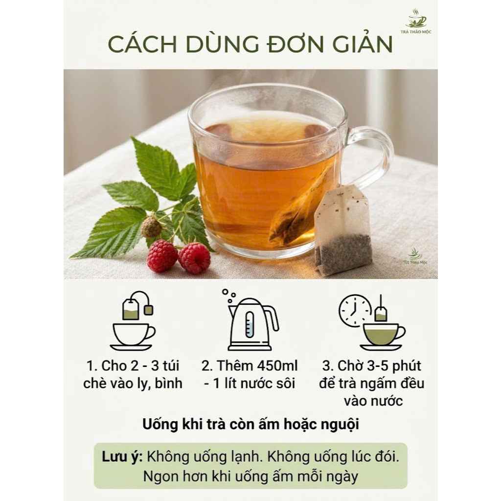 Trà Mâm Xôi Thảo Mộc Túi Lọc 40 Gói – Dễ Uống, Tiện Lợi