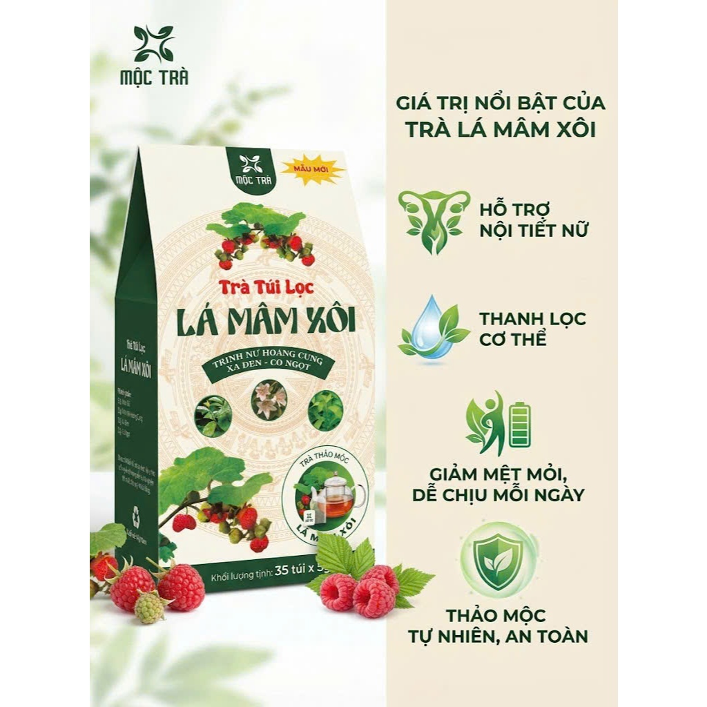 Trà Lá Mâm Xôi Khô Túi Lọc 35 Gói – Trà Thảo Dược Tự Nhiên, Tiện Lợi, Dễ Pha