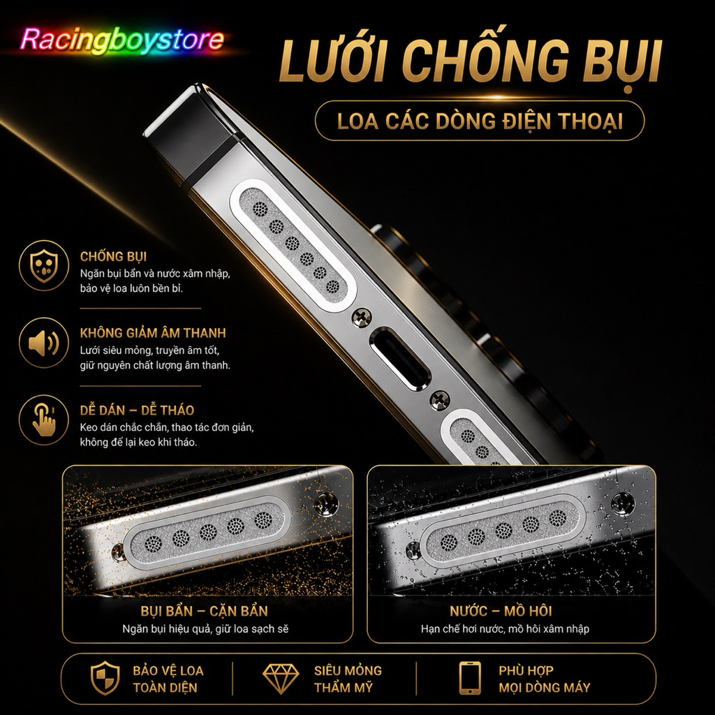 5 Cặp Dán Loa Điện Thoại Phiên Bản Mới Màu Trắng cho tất cả IP,SamSung,Xiaomi,Oppo,Realme,NUBIA,Pova