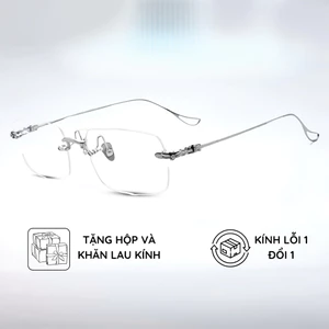 Kính giả cận không viền chống ánh sáng xanh, tia UV 400, gọng kim loại dành cho học sinh, sinh viên - MÃ P1