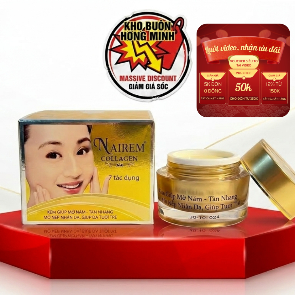 Kem Kiềm Dầu Giảm Nhờn - Kem Phục Hồi Da Hư Tổn, Mờ Thâm Nám Nairem (7 Tác Dụng Vàng)