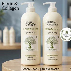 ​Cặp Gội Xả Biotin & Collagen Pasiori 1000ml Trắng - Phục Hồi Tóc Hư Tổn, Mùi Hương Sang Trọng