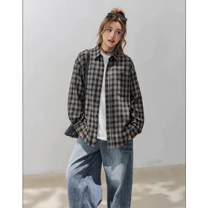 Áo sơ mi dài tay nữ kẻ caro mix phong cách trẻ trung năng động thiết kế unisex phù hợp đi chơi đi làm thoáng mát.