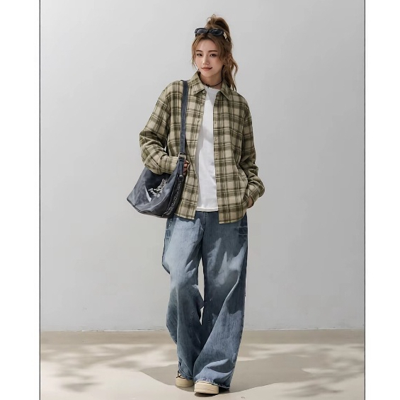 Áo sơ mi dài tay nữ kẻ caro mix phong cách trẻ trung năng động thiết kế unisex phù hợp đi chơi đi làm thoáng mát.