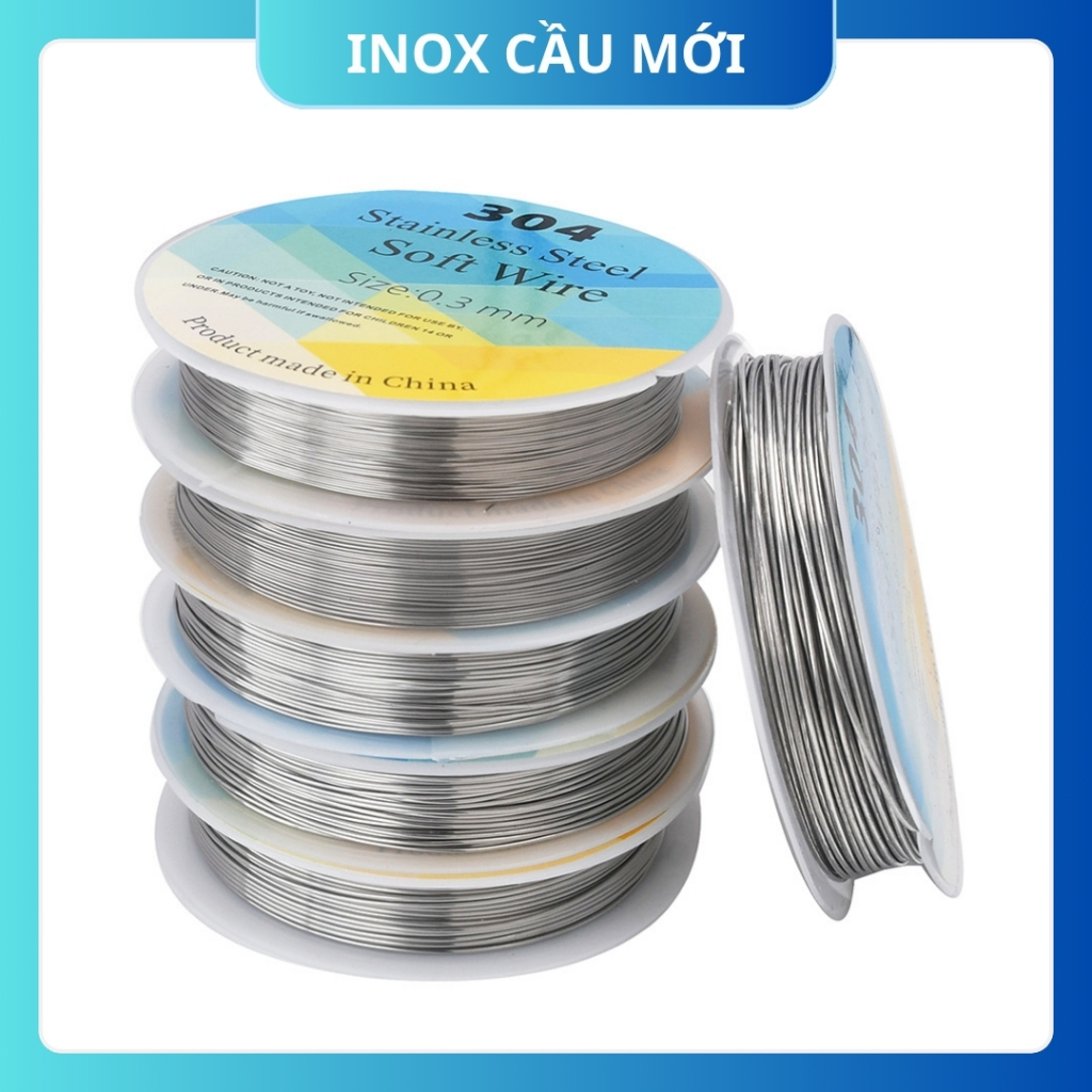 Dây inox mềm 304 cao cấp, 0.2/0.3/0.4/0.5/0.6/0.7/0.8mm, dây mềm, mỏng, phụ kiện DIY