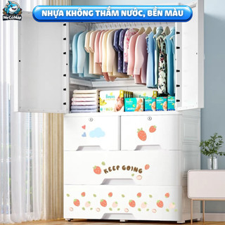 Tủ Quần Áo Trẻ Em Có Ngăn Treo, Bánh Xe, Tủ Nhựa Cho Bé Nhiều Ngăn Tiện Lợi Mẫu Mới